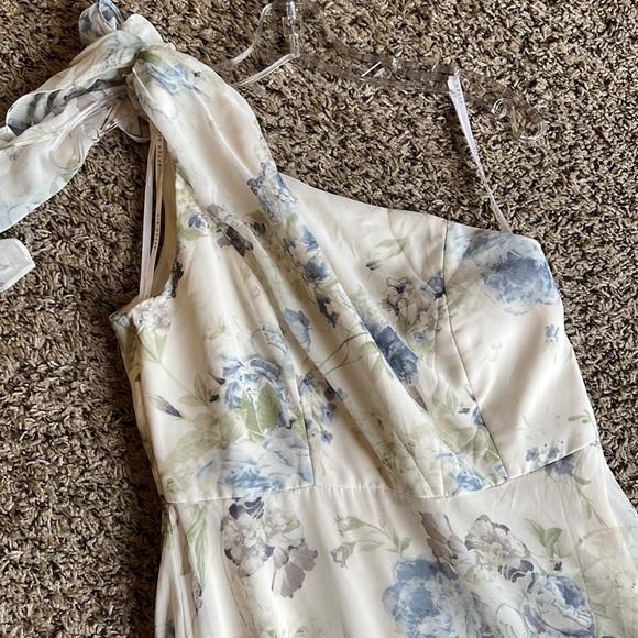 After Six Chiffon Draped One Shoulder Cocktail Weeding Guess Floral Maxi Size 12 - Picture 3 of 12